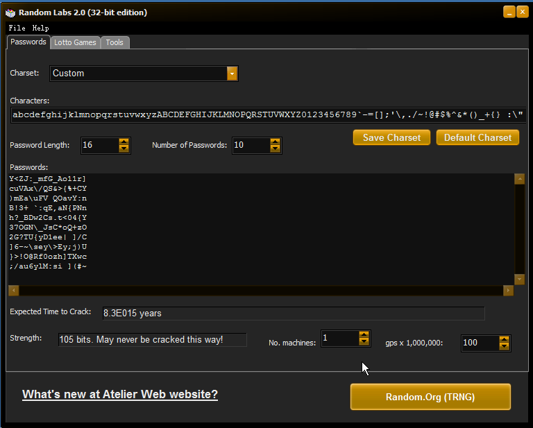 随机密码批量生成器(Random Labs)2.0 绿色版