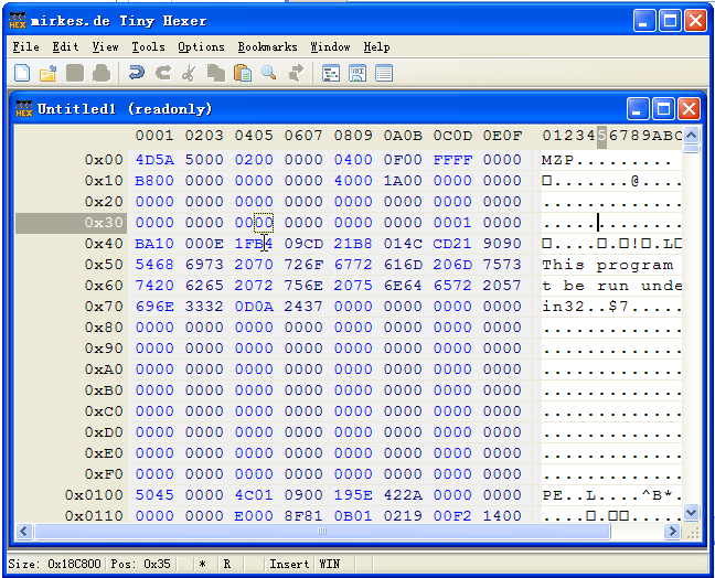 exe文件编辑器(tiny hexer)1.8.1.6 绿色版- 破解