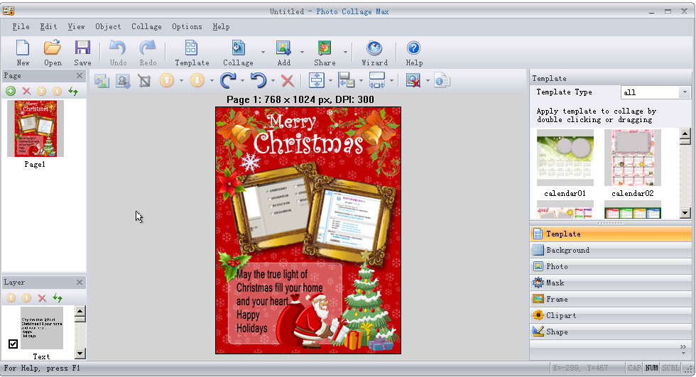 贴画贺卡日历自制软件(Photo Collage Max)2.1
