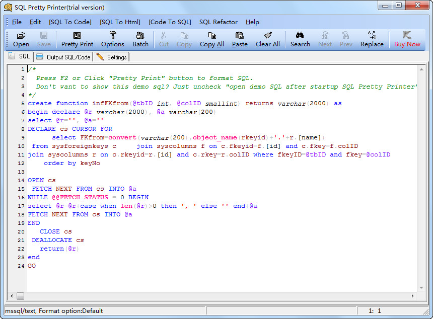 SQL代码美化工具(SQL Pretty Printer)3.3.3 英文