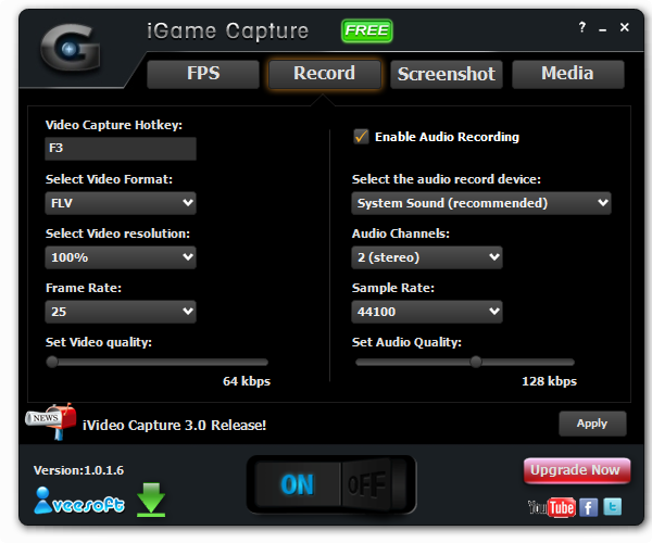 游戏视频录制和屏幕截图工具(iGame Capture)