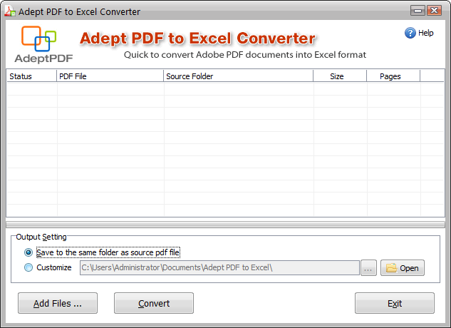 PDF转Excel软件(Adept PDF to Excel Converte