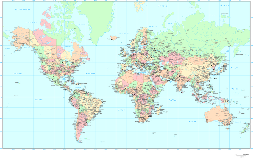 世界地图全图高清版|超大世界地图 英文高清地