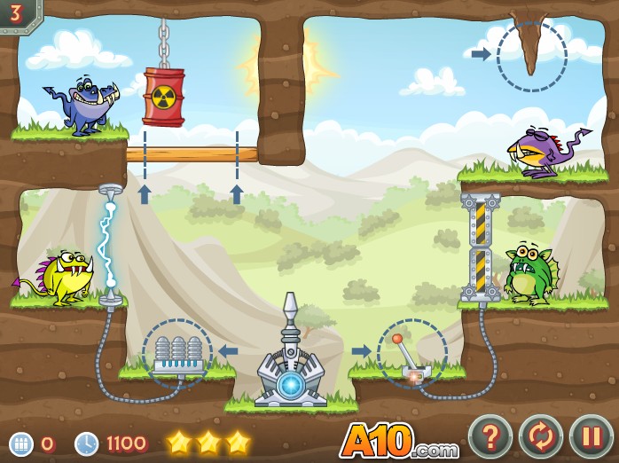 激光炮打小怪物(智力闯关游戏)Flash版