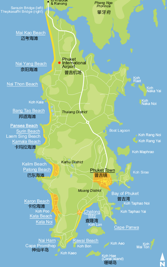 普吉岛景点地图|泰国普吉岛地图高清中文版jpg