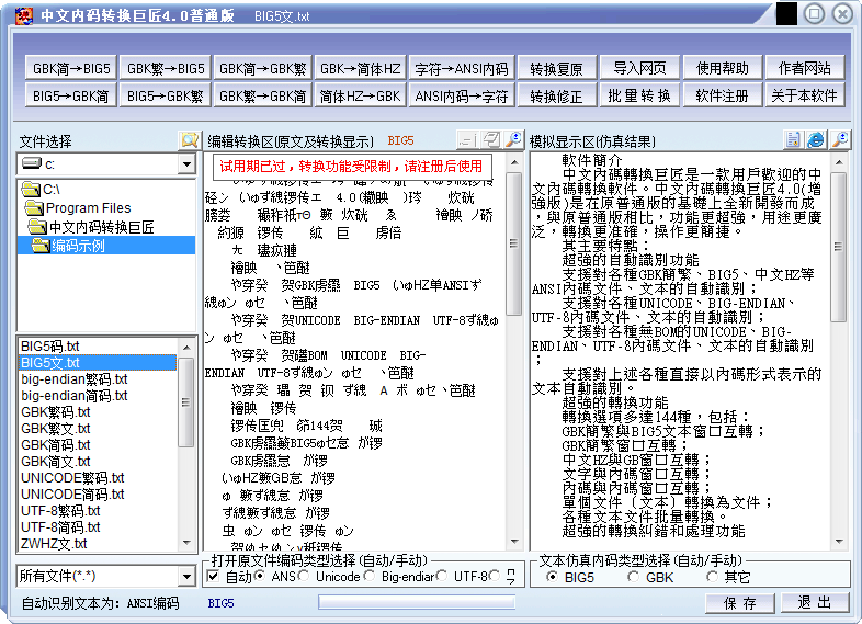 中文内码转换器|中文内码转换巨匠4.0 普通