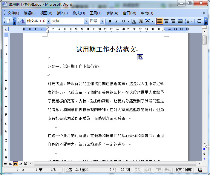 试用期工作总结范文|试用期工作小结(5份)doc格