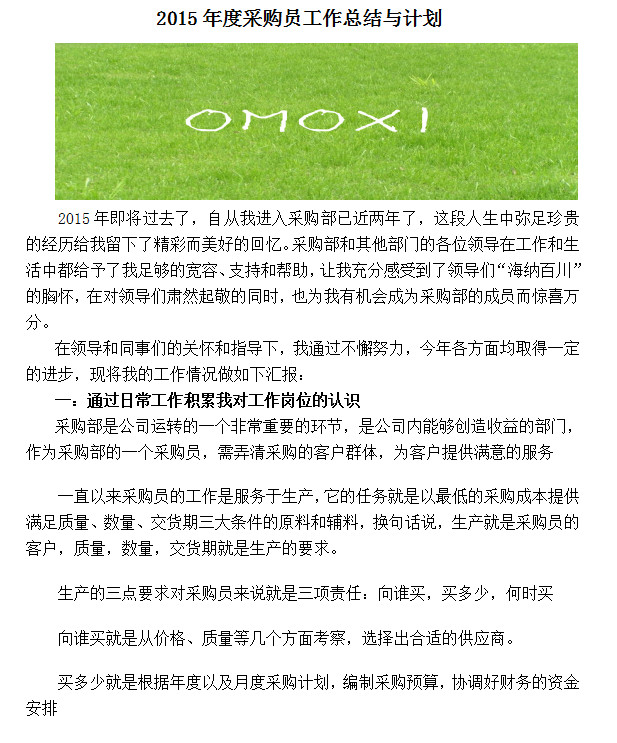2015采购员年终工作总结|2015采购员年终工作