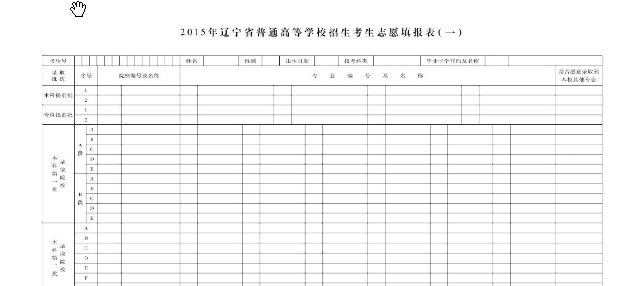2015辽宁高考志愿草表下载|2015辽宁高考志愿