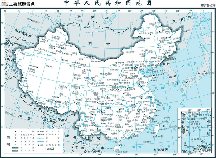 中国旅游景点地图高清版大图|中国旅游景点地