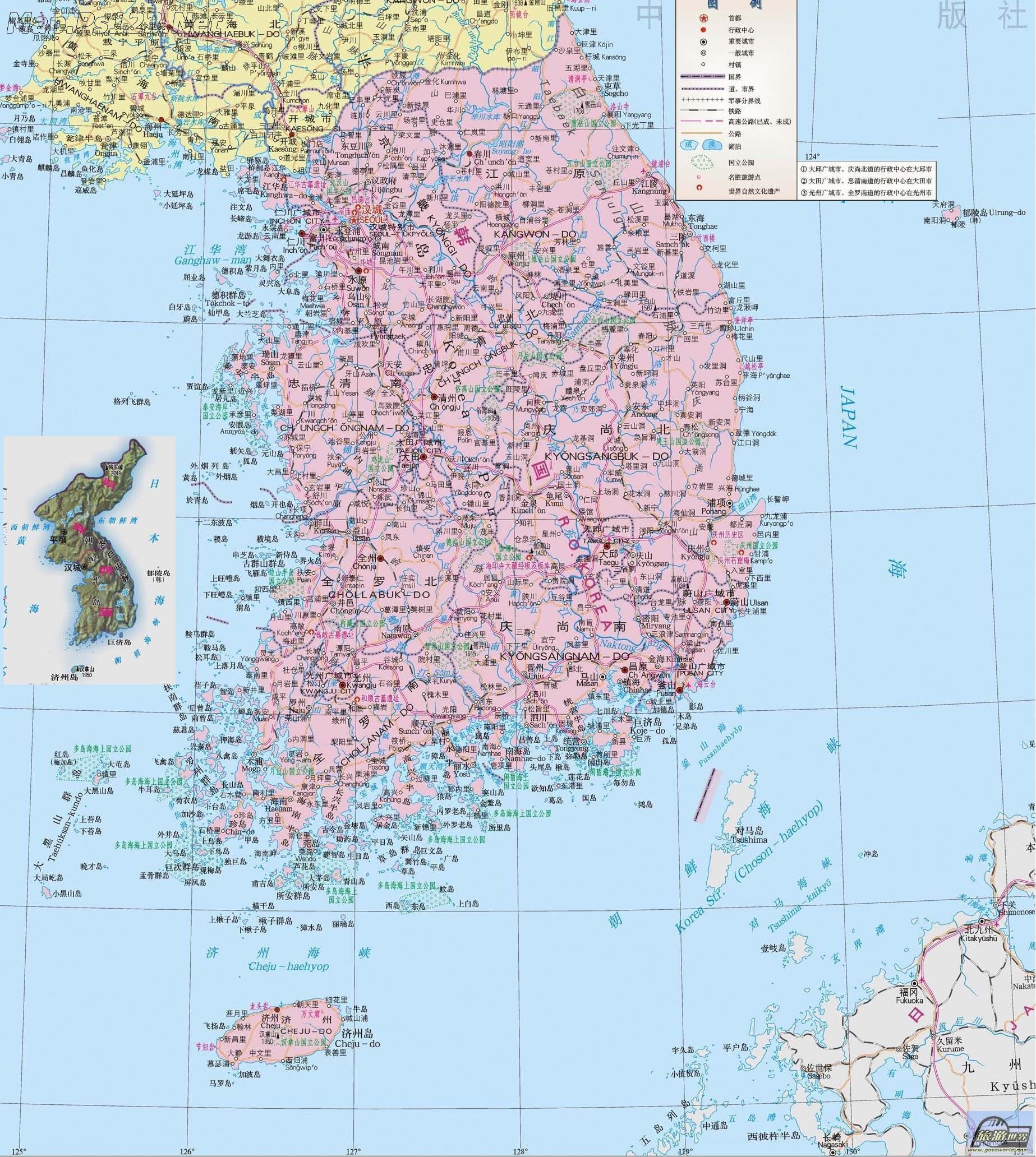 韩国旅游地图下载|韩国旅游地图高清中文版