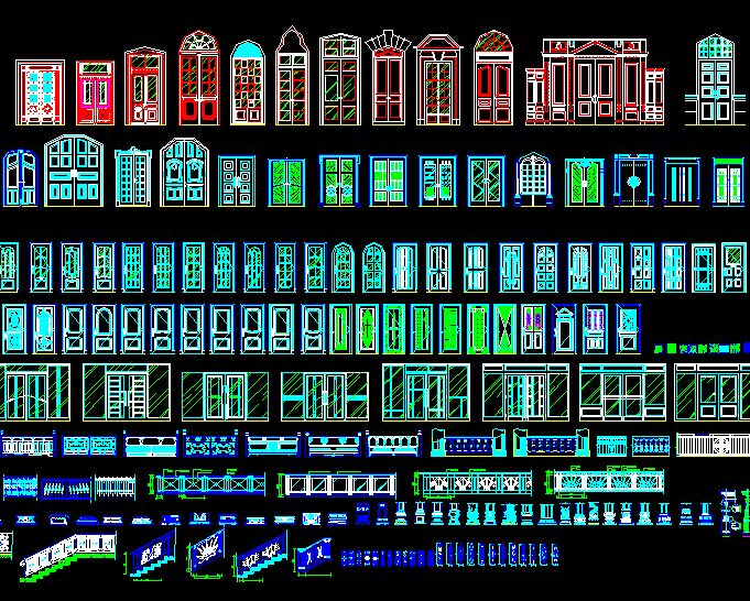 欧式建筑cad图纸|欧式门窗及栏杆cad图纸大全