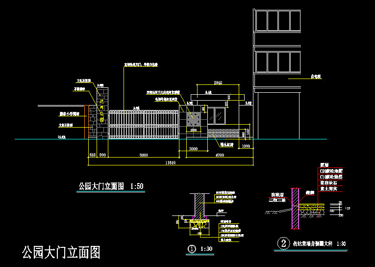 大门施工图|各种大门施工图cad图库大全dwg格