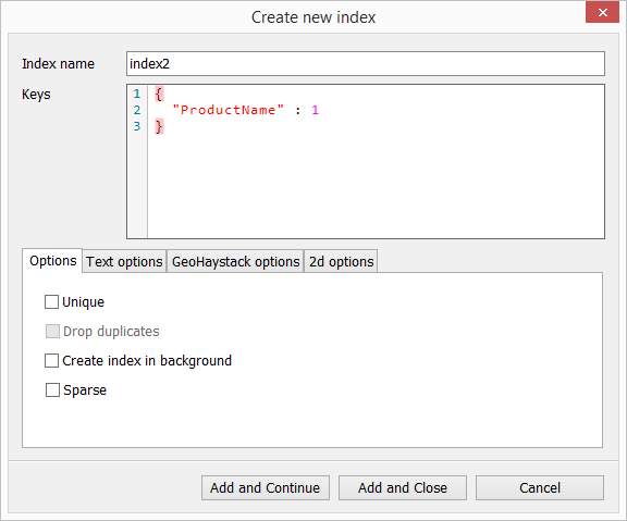 Create index GUI