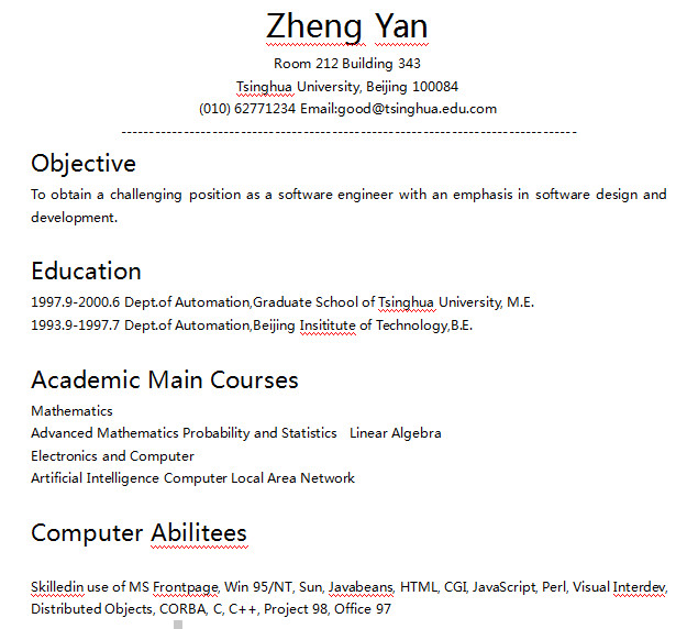 英文个人简历模板(标准格式)好不好_英文个人