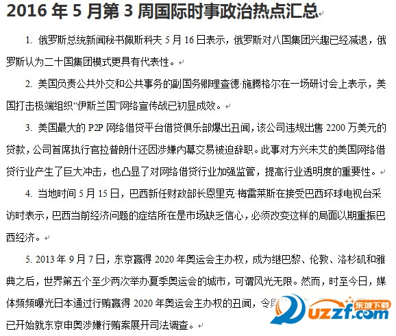 2016年5月第3周国际时事政治热点汇总好不好