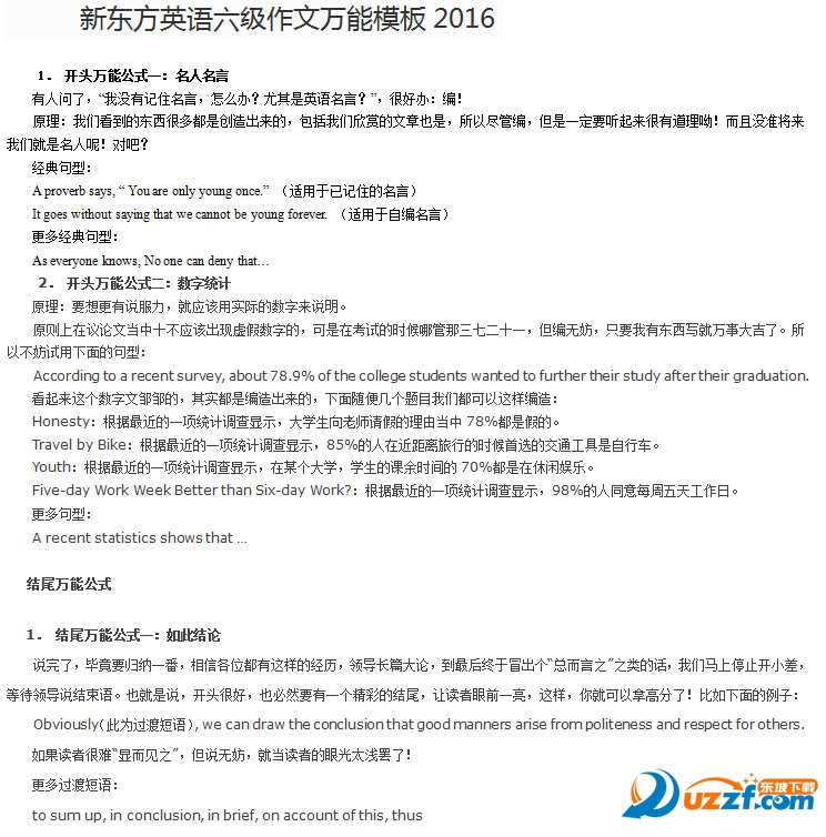 最新英语六级作文模版2016|新东方英语六级作