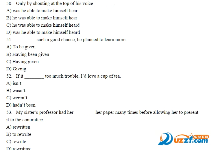 2016四级英语选择题真题及答案下载|2016年6