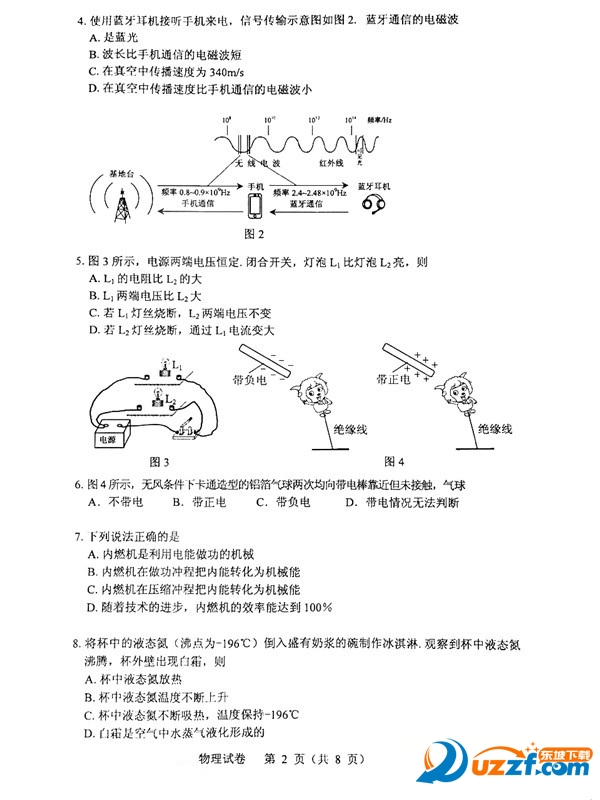 2016年广州中考物理试卷真题及答案下载|201