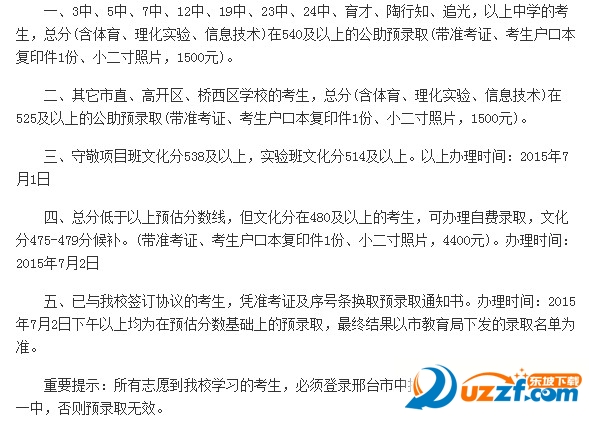 河北邢台中考录取分数线|2016河北邢台中考分