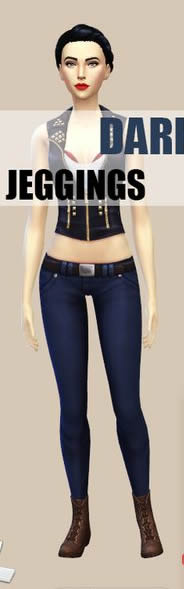 模拟人生4女式红黑条纹与牛仔长裤MOD